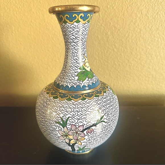 VTG Japanese Handmade Cloisonné Vase Floral Design - Picture 2 of 10